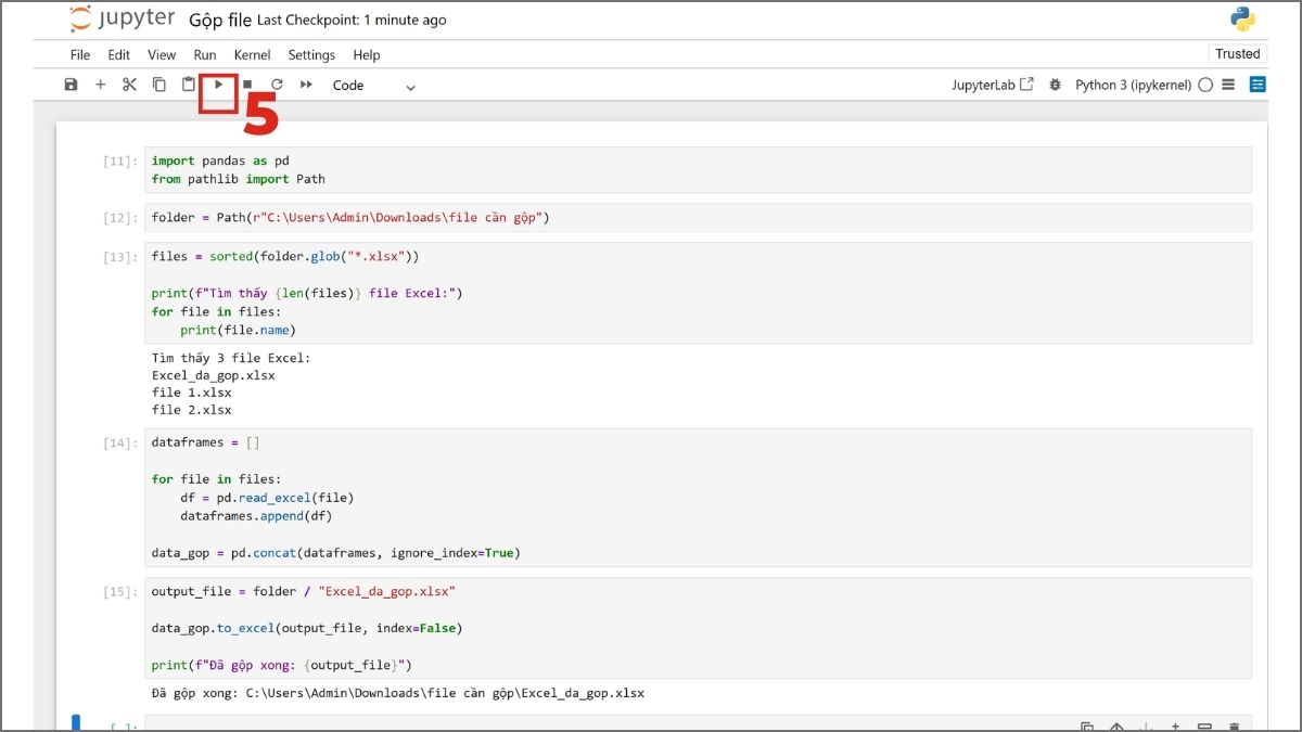 Cách gộp nhiều file Excel thành 1 file bằng Python Pandas 
