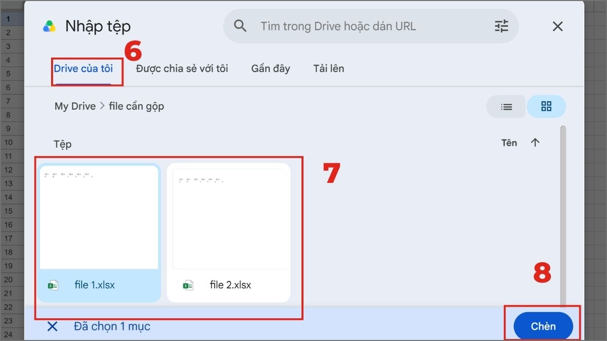 Cách gộp nhiều file Excel  online thành 1 file