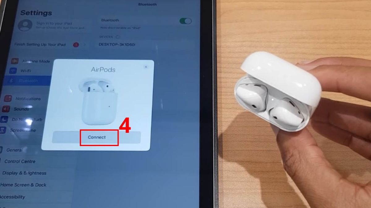 Cách kết nối AirPod với iPad lần đầu bước 2