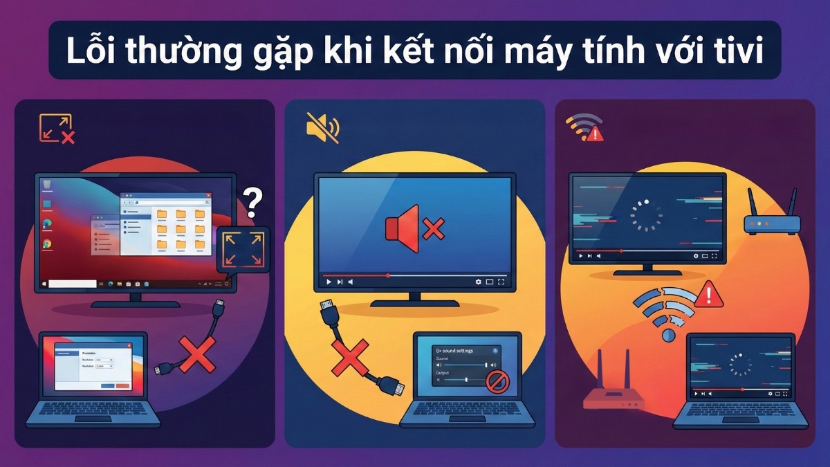 Lỗi thường gặp khi kết nối máy tính với tivi