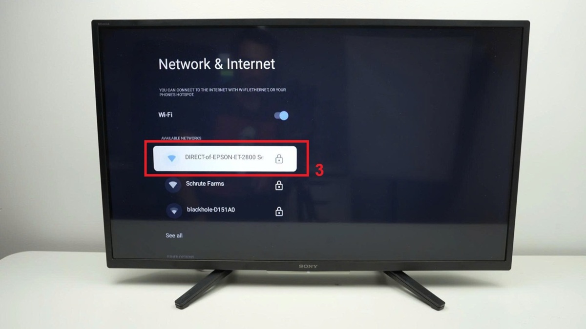 Cách kết nối WiFi tivi Sony đời mới bước 3