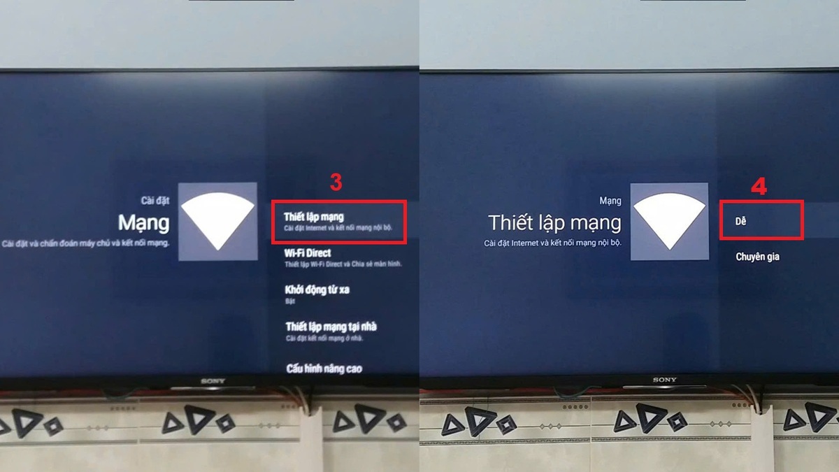 Cách kết nối WiFi tivi Sony đời cũ qua cài đặt mạng bước 2