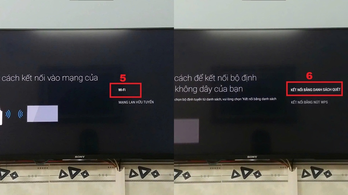 Cách kết nối WiFi tivi Sony đời cũ qua cài đặt mạng bước 3