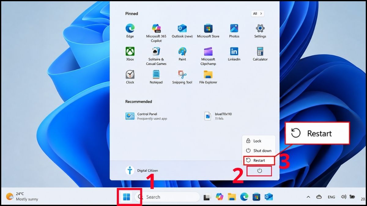 Cách khởi động lại máy tính Windows bình thường