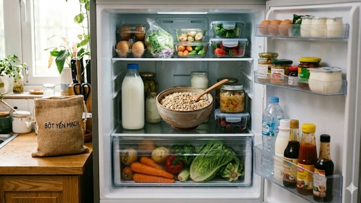 cách khử mùi tủ lạnh lâu ngày không dùng bằng bột yến mạch