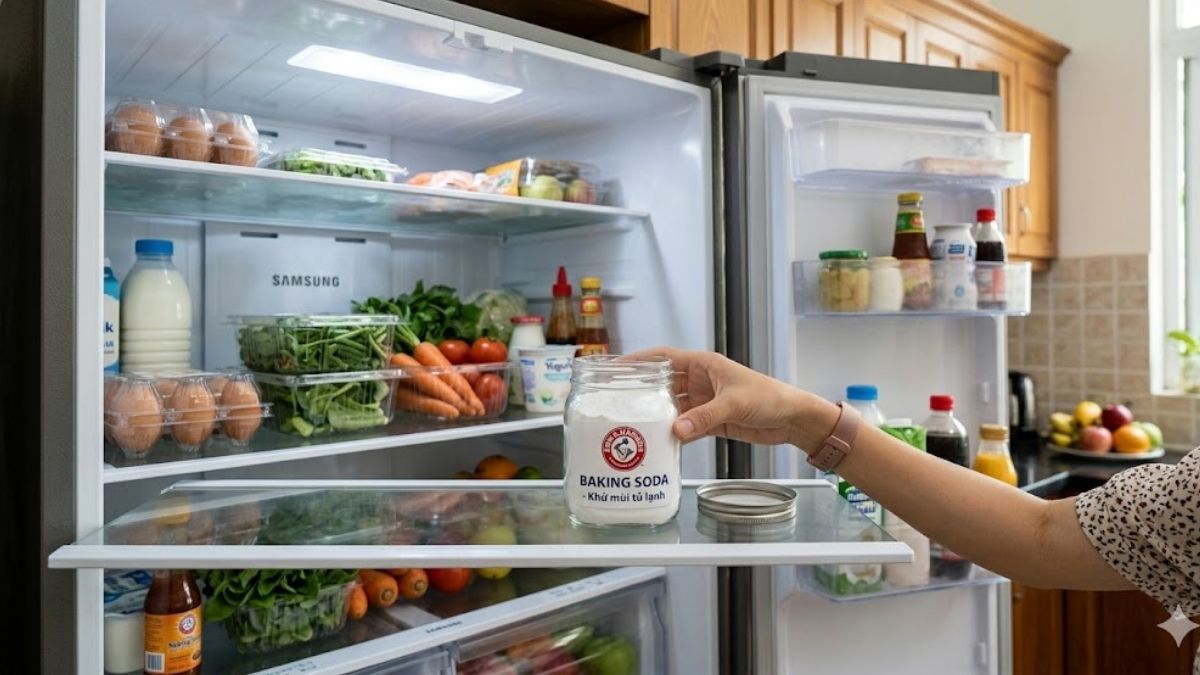 cách khử mùi tủ lạnh lâu ngày không dùng bằng baking soda