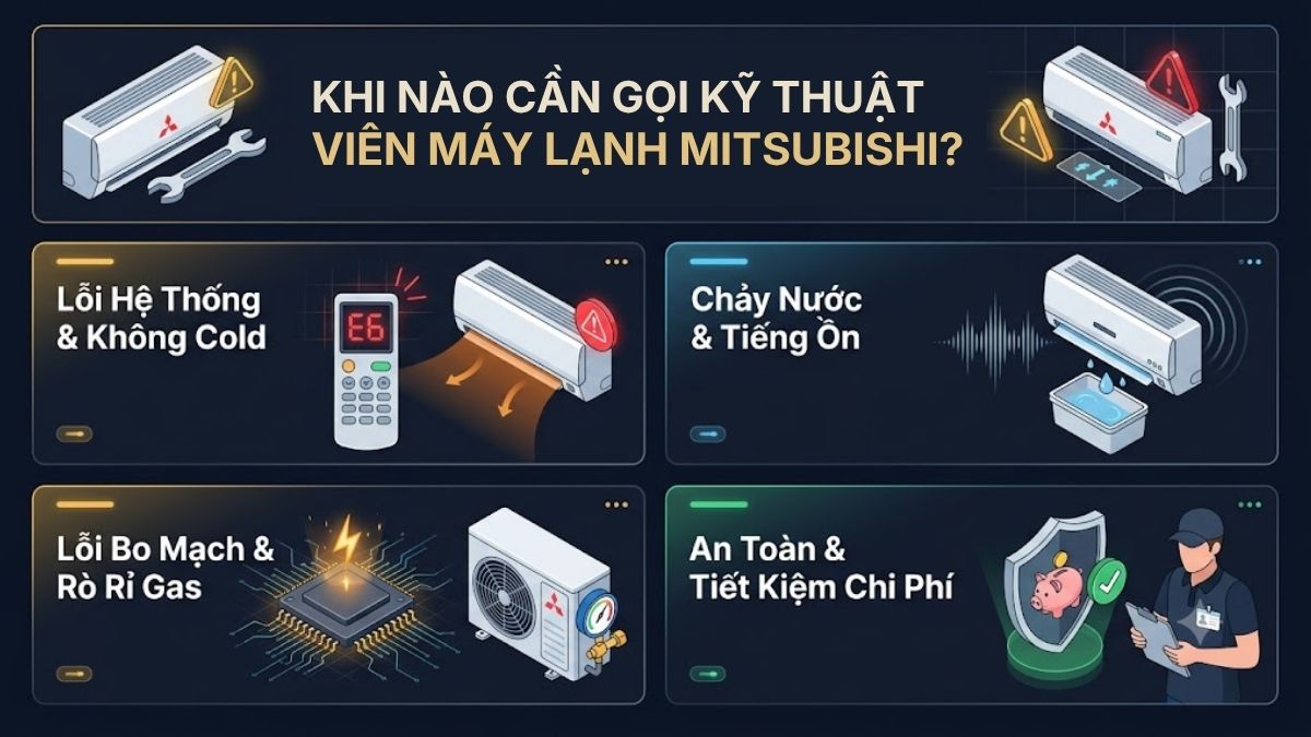 Khi máy lạnh Mitsubishi xuất hiện lỗi mà bạn không thể khắc phục bằng remote