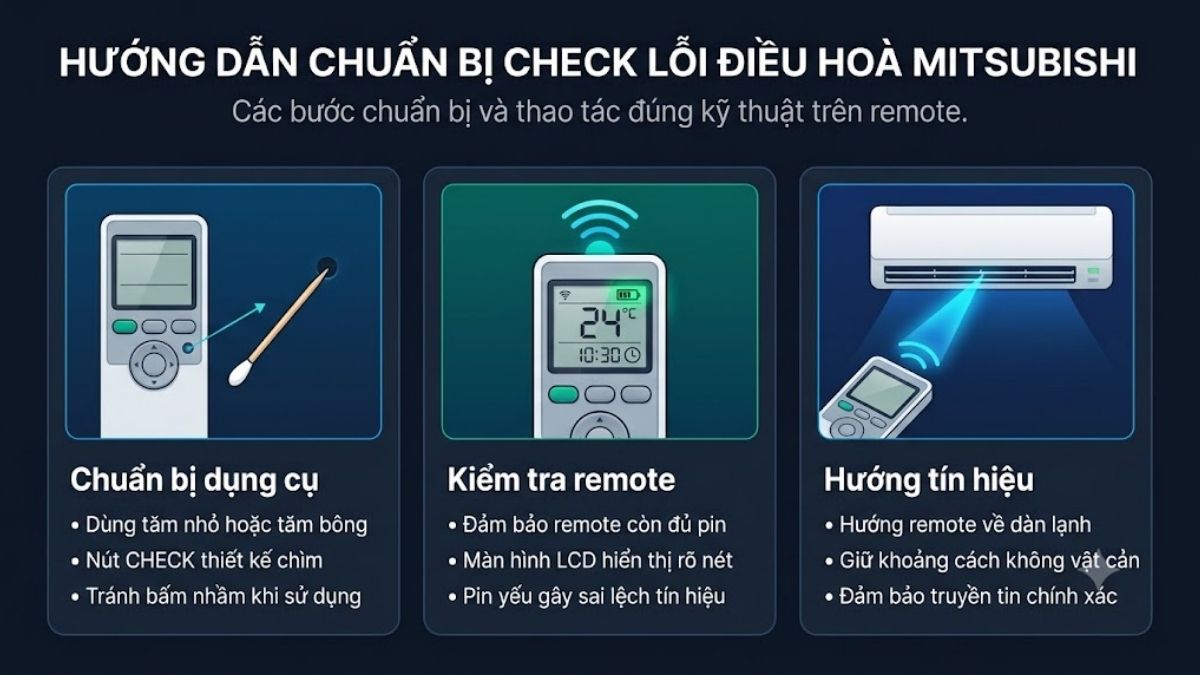 Cách kiểm tra lỗi máy lạnh Mitsubishi bằng remote