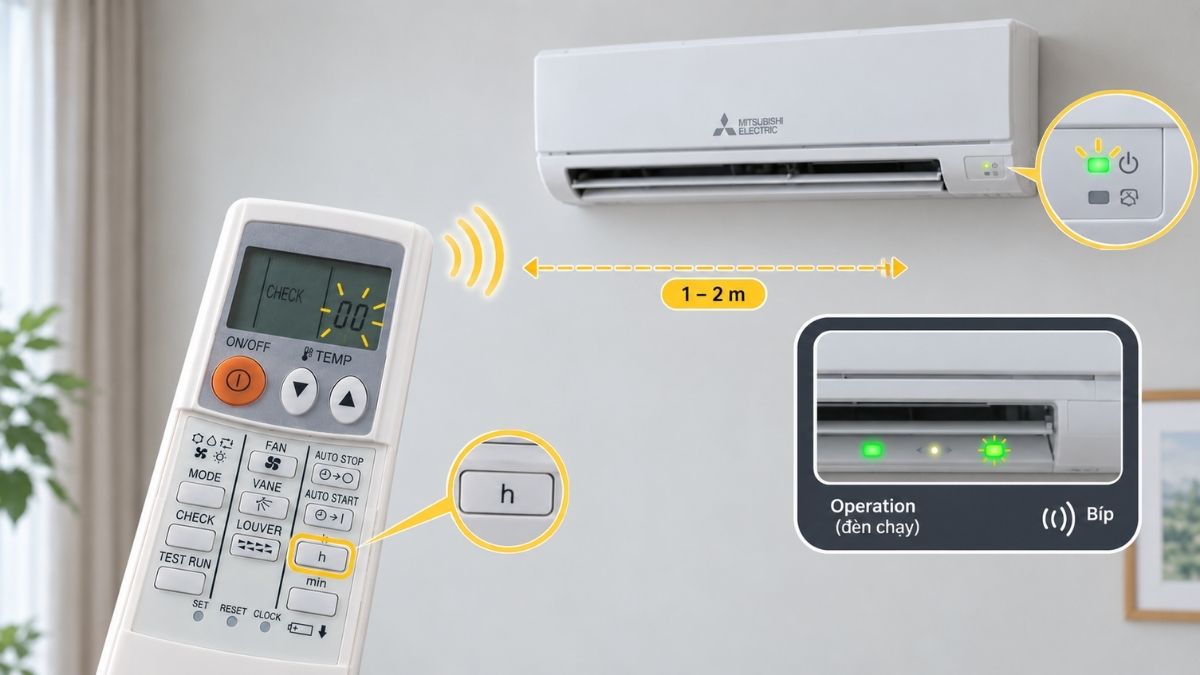 Các bước kiểm tra mã lỗi trên máy lạnh Mitsubishi Electric