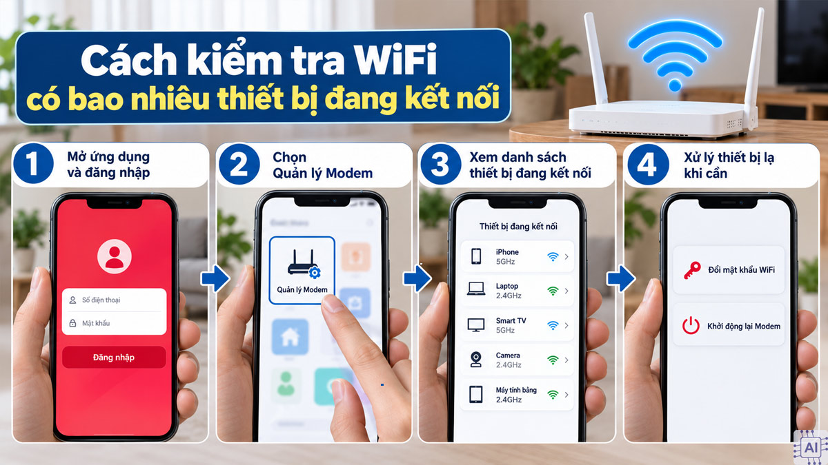 Cách kiểm tra WiFi có bao nhiêu thiết bị đang kết nối?