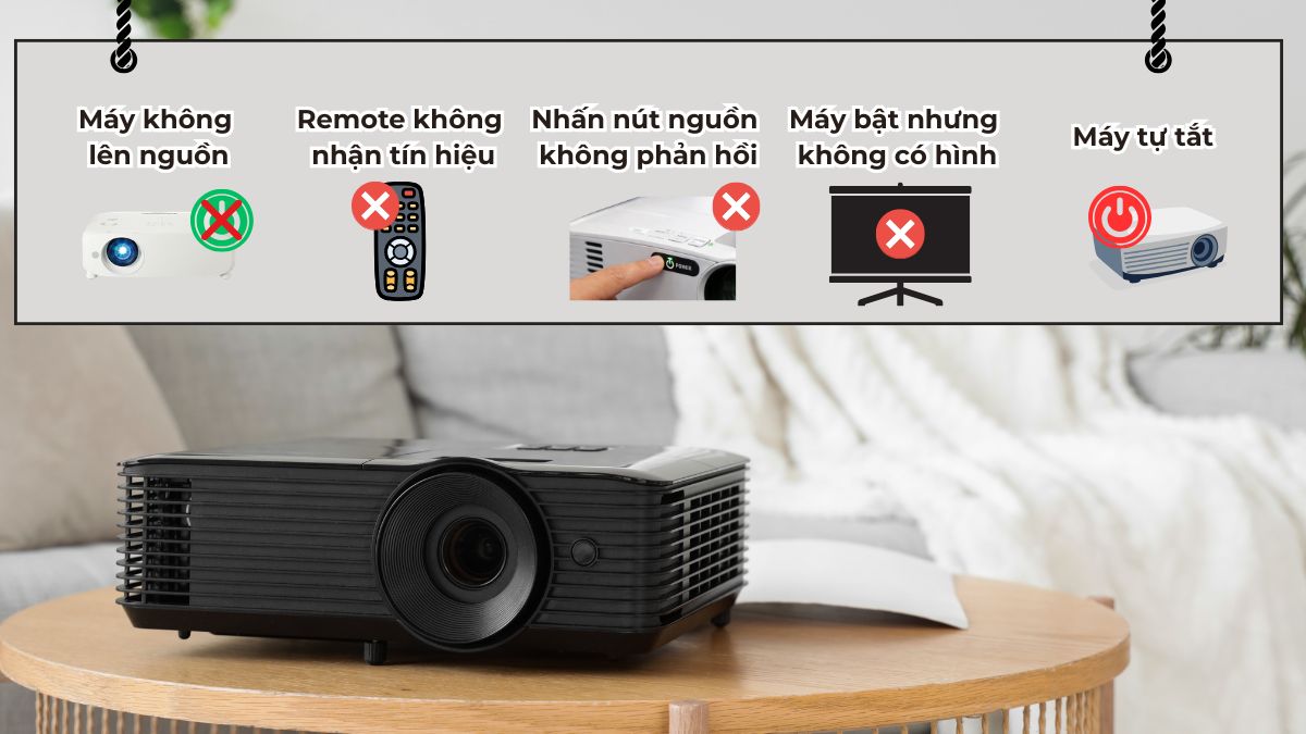 Các lỗi thường gặp khi mở máy chiếu