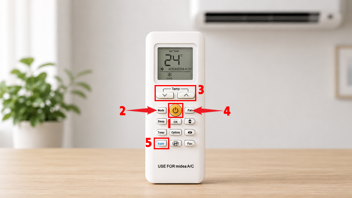 Hướng dẫn cách mở máy lạnh Midea