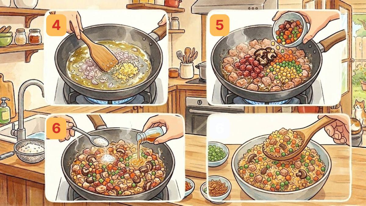 Cách nấu cơm thập cẩm bằng nồi cơm điện chi tiết  bước 2