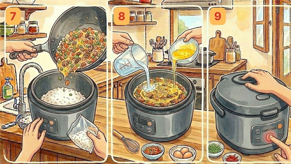 Cách nấu cơm thập cẩm bằng nồi cơm điện chi tiết  bước 3