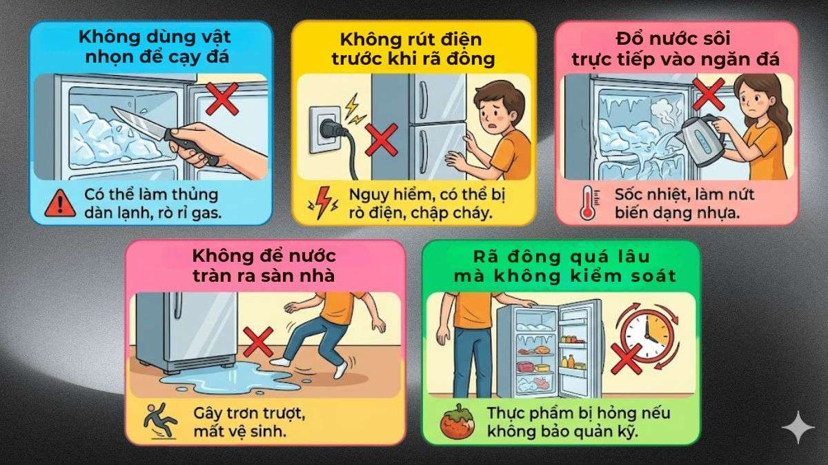 Những sai lầm cần tránh khi rã đông tủ lạnh