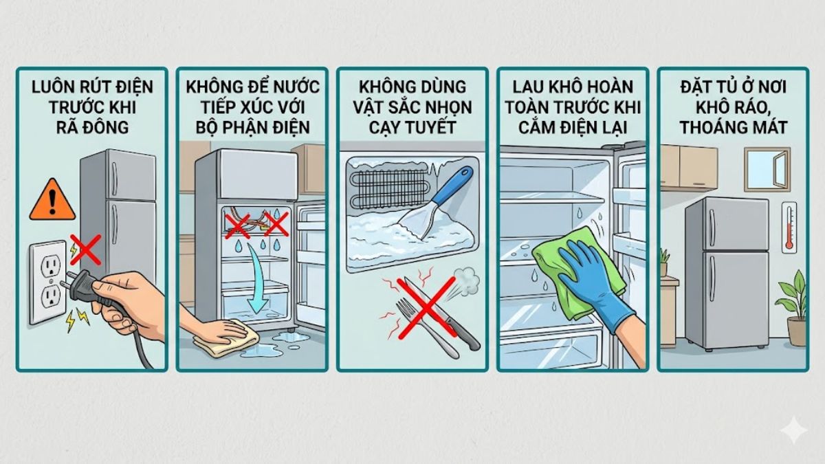 Một số lưu ý quan trọng khi rã đông tủ lạnh