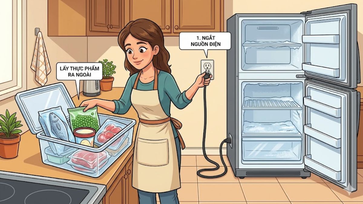 Cách rã đông tủ lạnh đúng cách cách 1