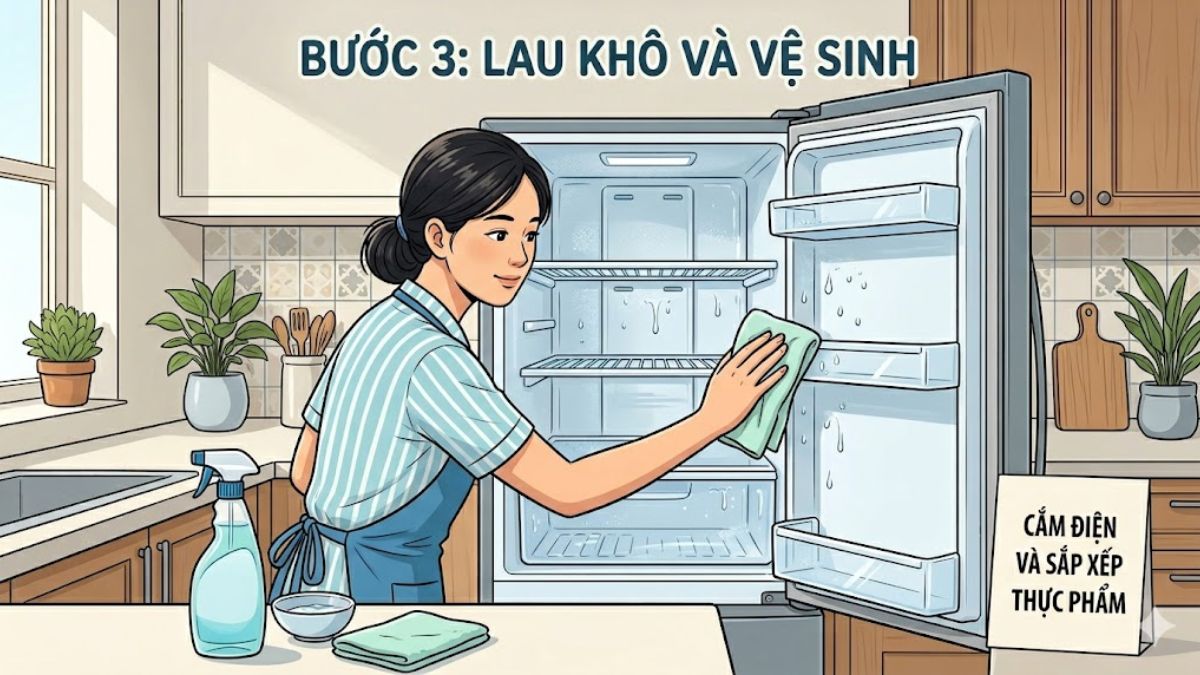 Cách rã đông tủ lạnh đúng cách cách 3
