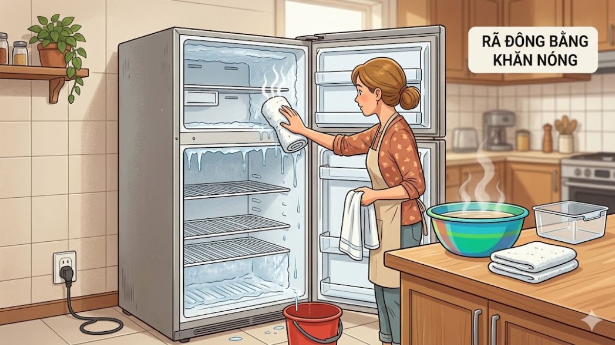 Các cách rã đông khác tủ lạnh nhanh