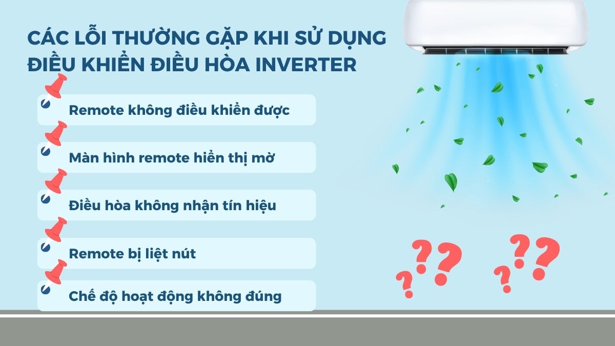 Các lỗi thường gặp khi sử dụng điều khiển điều hòa Inverter