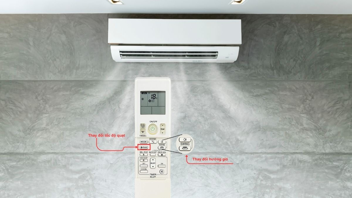 Hướng dẫn cách sử dụng điều khiển điều hòa Inverter: Hướng gió