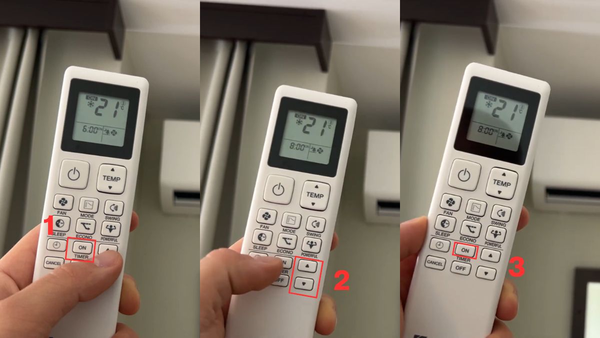 Hướng dẫn cách sử dụng điều khiển điều hòa Inverter: Hẹn giờ bật