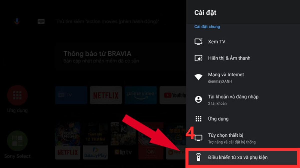 Cách sử dụng điều khiển tivi Sony bước 3
