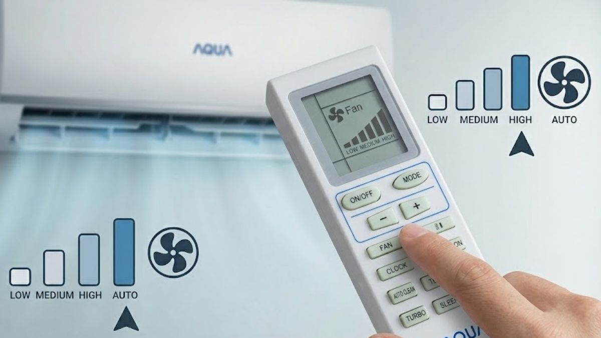 Cách sử dụng remote máy lạnh Aqua: Chỉnh tốt độ quạt