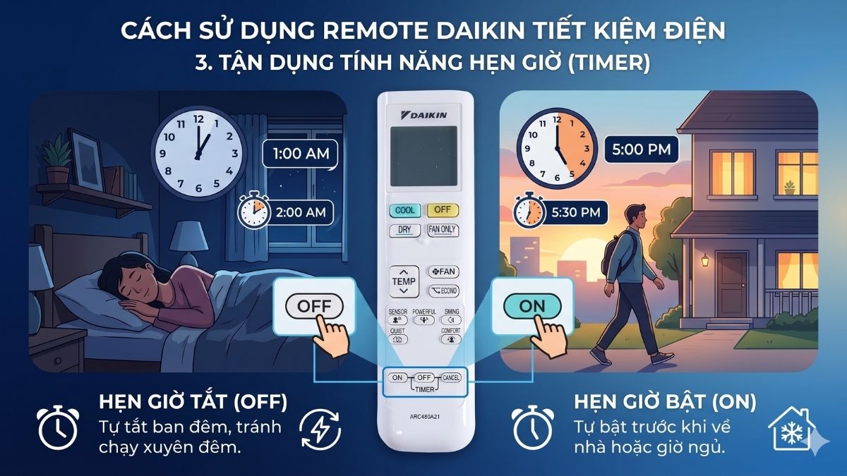 Cách sử dụng remote máy lạnh Daikin tiết kiệm điện