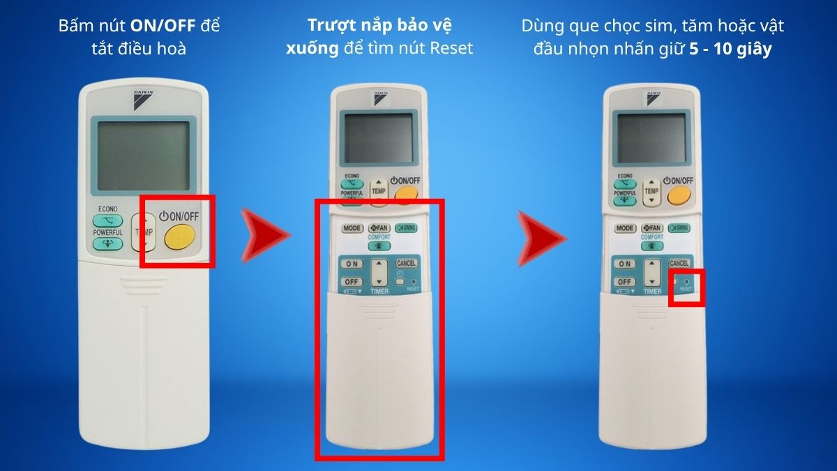 Cách reset remote máy lạnh Daikin khi bị lỗi
