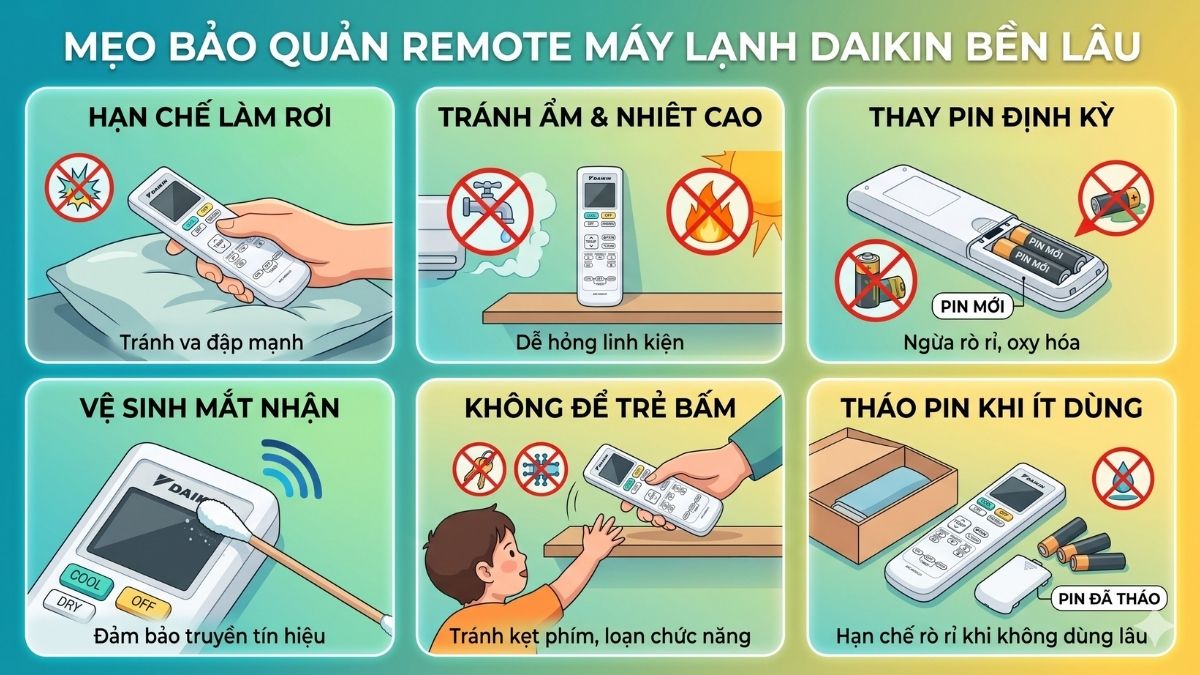 Mẹo bảo quản remote máy lạnh Daikin bền lâu