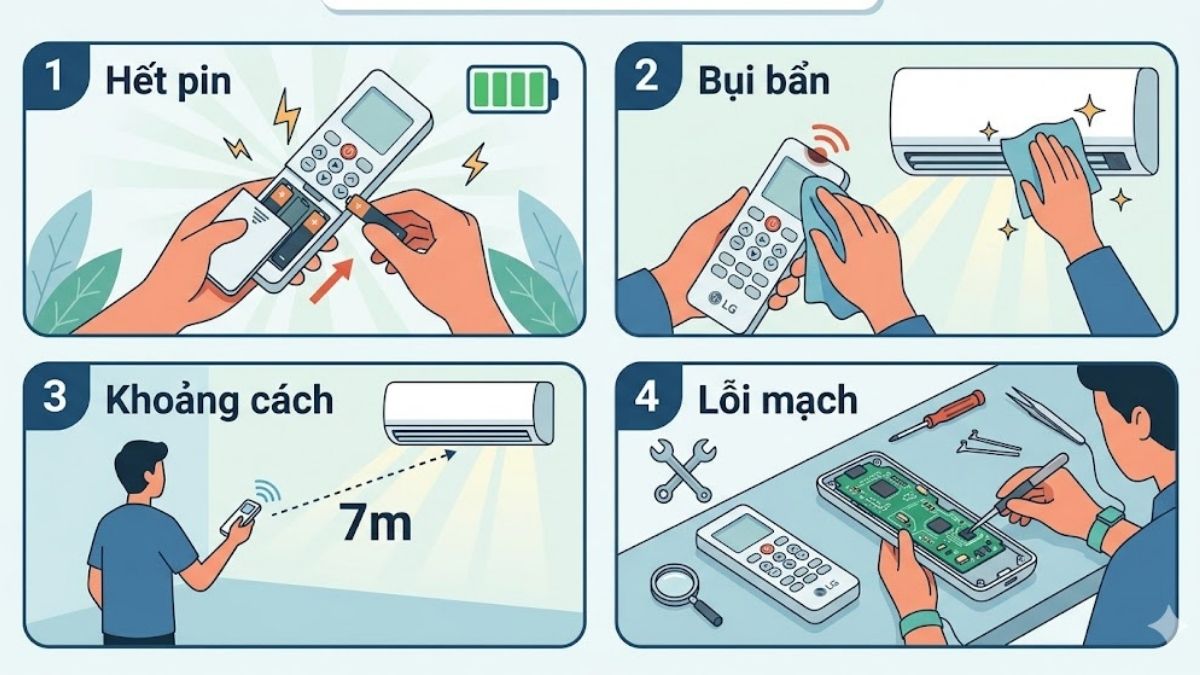 Cách xử lý khi remote máy lạnh LG không hoạt động
