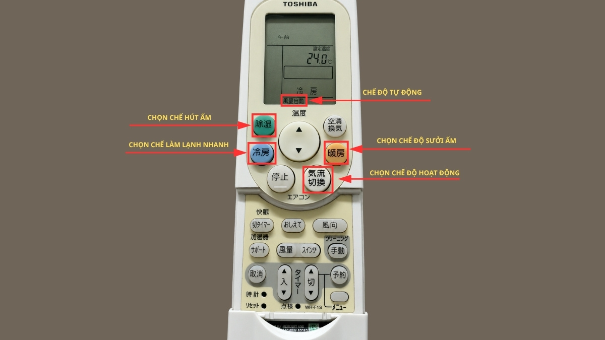 Cách sử dụng remote máy lạnh Toshiba tiếng Nhật
