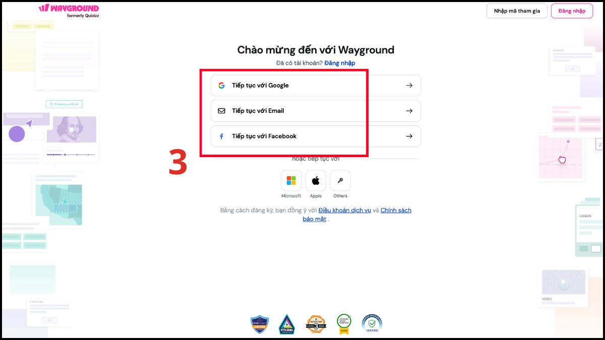 Cách tạo tài khoản Wayground