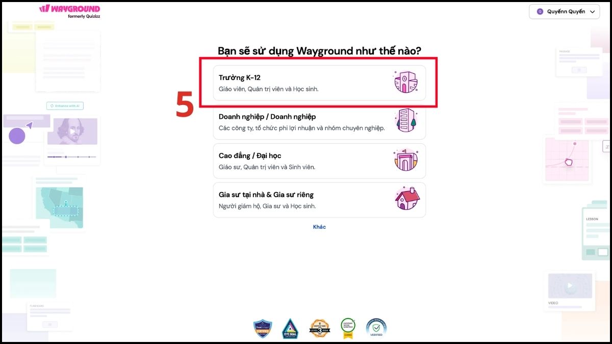 Cách tạo tài khoản Wayground