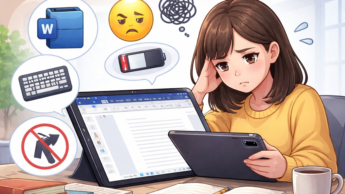 Hạn chế khi sử dụng Word trên máy tính bảng