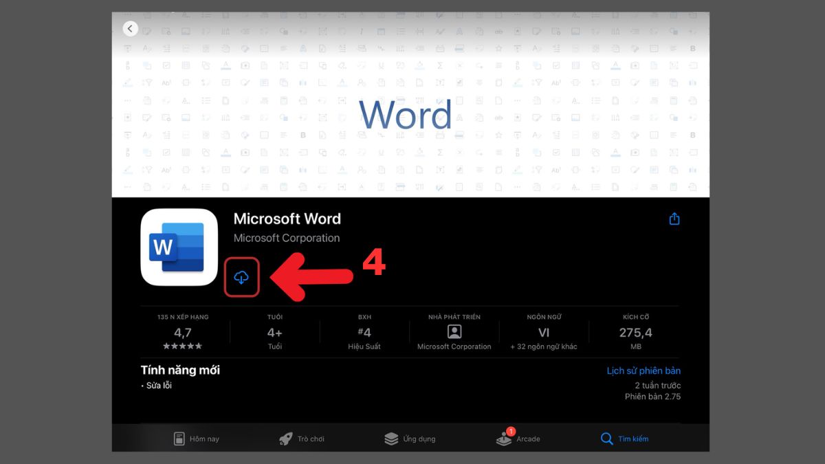Cách tải Word trên iPad bước 4