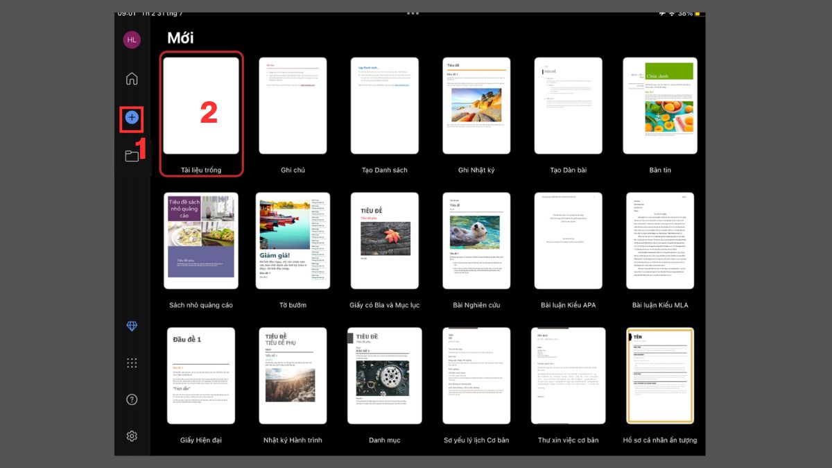 Cách sử dụng Word trên máy tính bảng: Tạo tài liệu mới