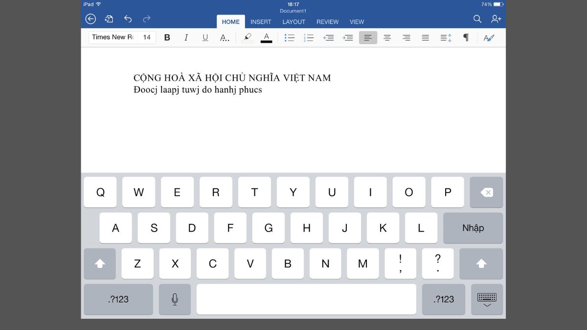 Cách sử dụng Word trên máy tính bảng: nhập văn bản