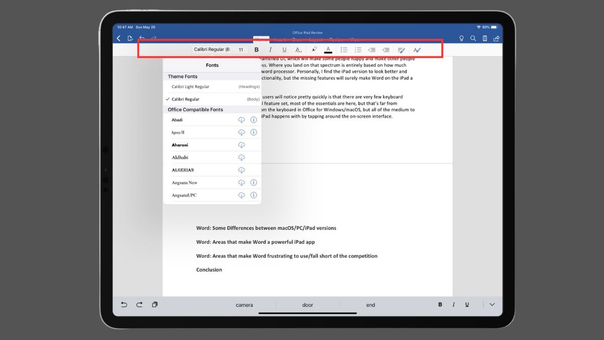 Cách sử dụng Word trên máy tính bảng: định dạng văn bản