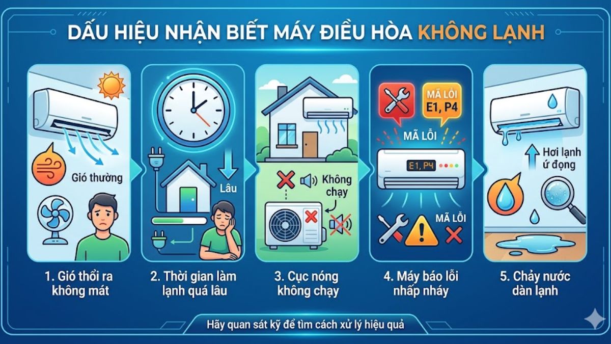 Dấu hiệu nhận biết máy điều hòa không lạnh