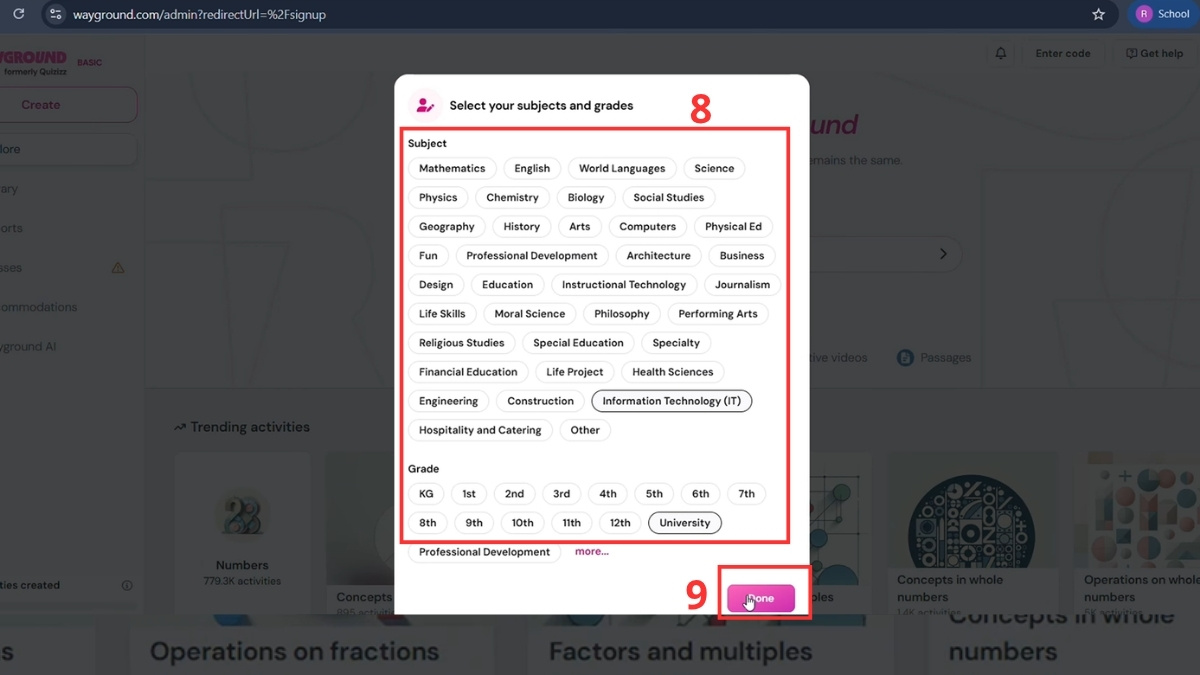 Chuẩn bị trước khi  tạo quiz trên Wayground bước 3