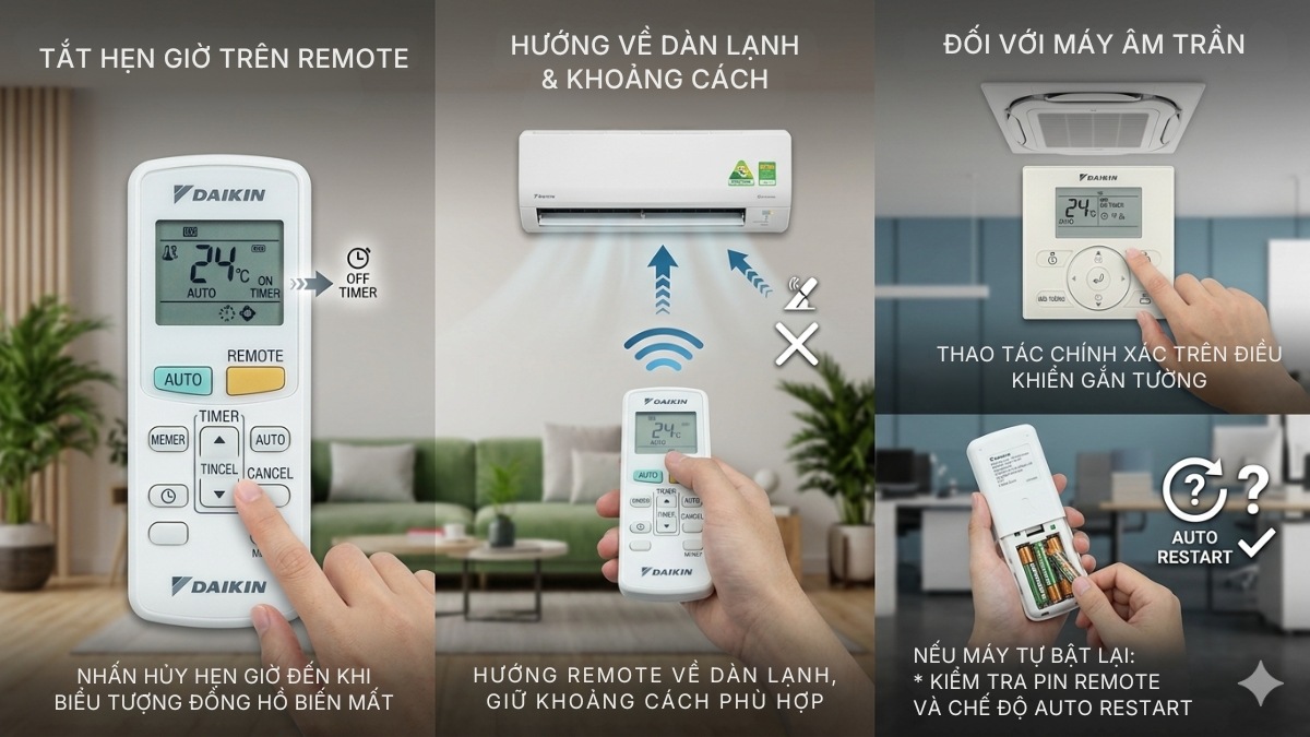 Một số lưu ý khi tắt chế độ hẹn giờ Daikin