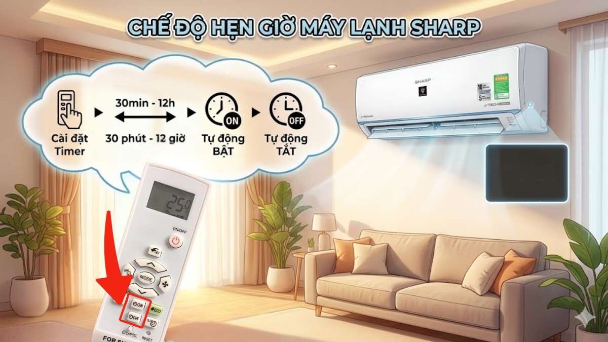 Hướng dẫn Cách tắt hẹn giờ máy lạnh Sharp