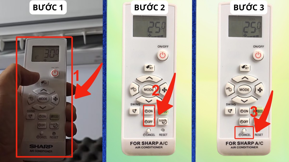 Cách tắt hẹn giờ máy lạnh Sharp chi tiết từng bước
