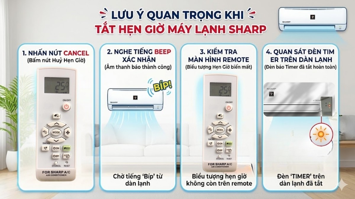 Những lưu ý quan trọng khi tắt hẹn giờ máy lạnh Sharp