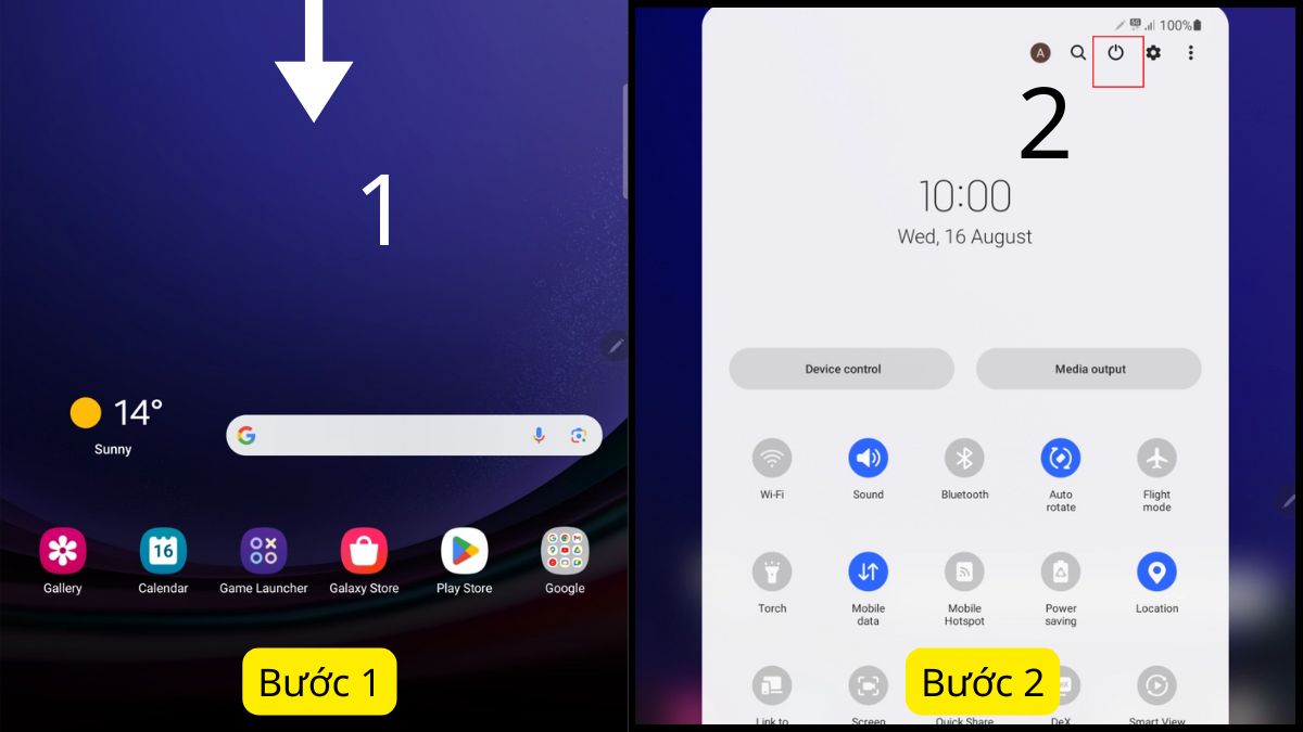 Cách tắt nguồn máy tính bảng Samsung trong Cài đặt