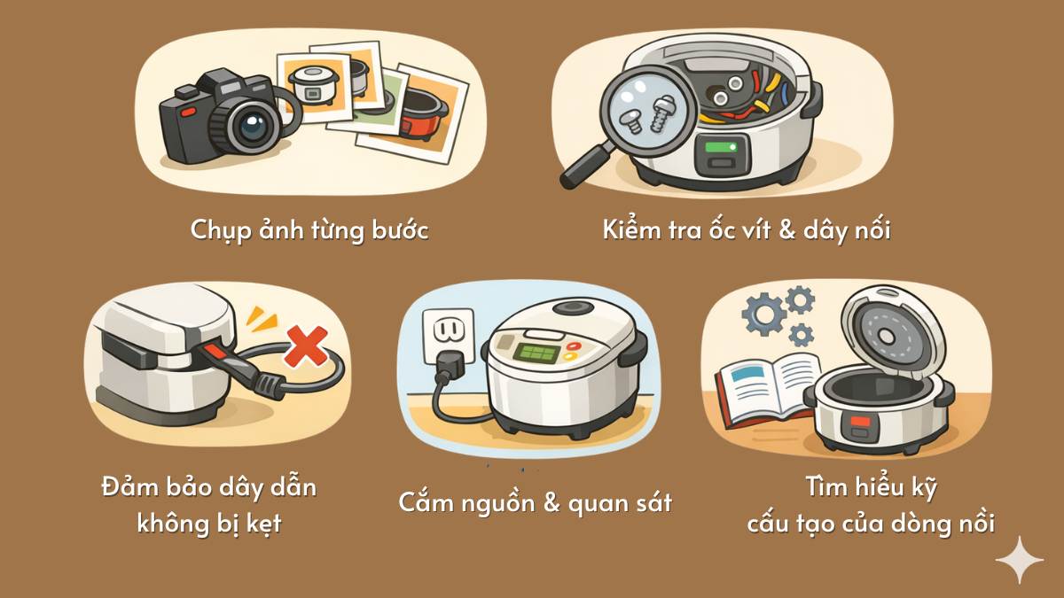 Lưu ý quan trọng khi tháo và lắp lại nồi cơm điện