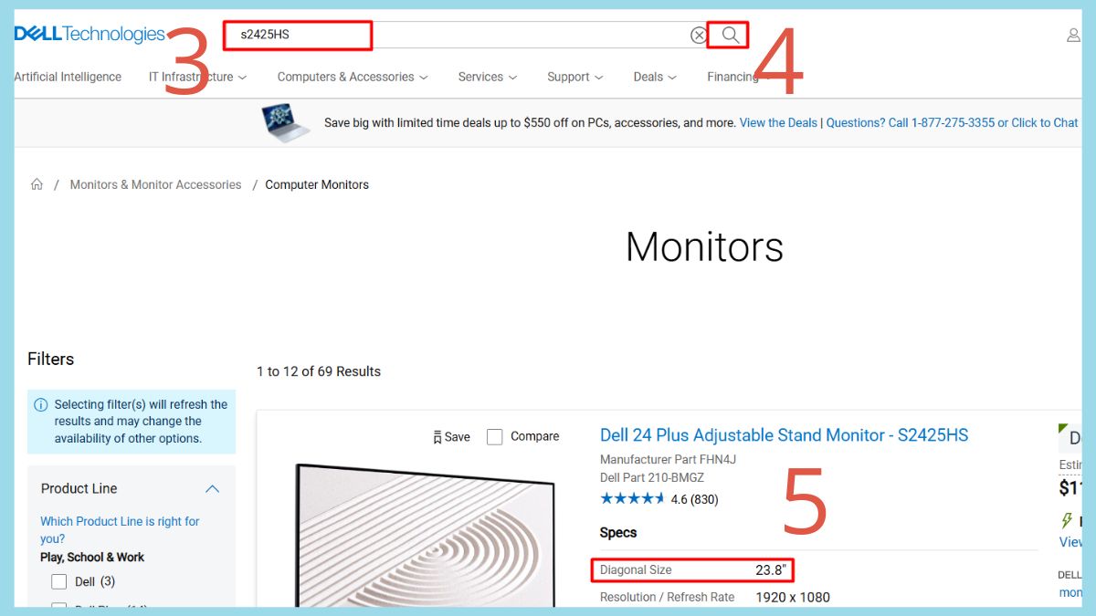 Xem màn hình máy tính bao nhiêu inch bằng mã model bước 3