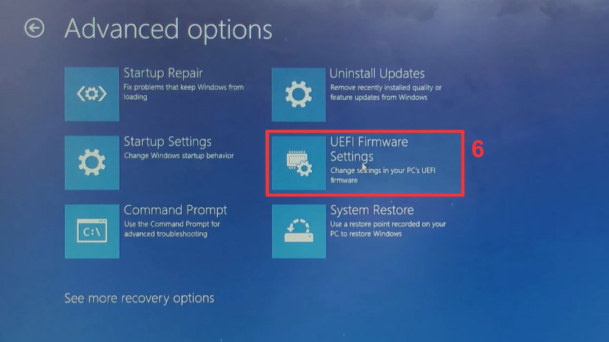 Cách vào BIOS MSI từ Windows 10/11 Bước 3c